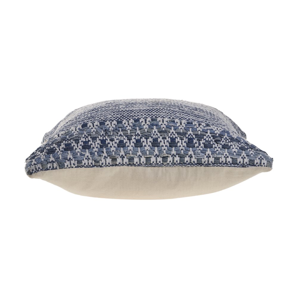 Ox Bay Hand-Woven Blue/White Distressed Cotton Blend Pillow Cover