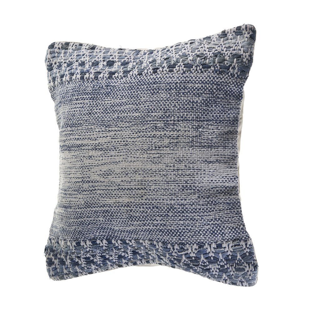 Ox Bay Hand-Woven Blue/White Distressed Cotton Blend Pillow Cover