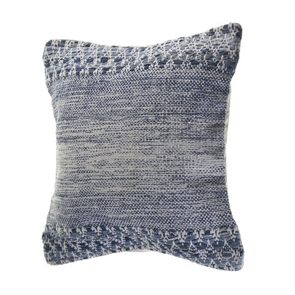 Ox Bay Hand-Woven Blue/White Distressed Cotton Blend Pillow Cover