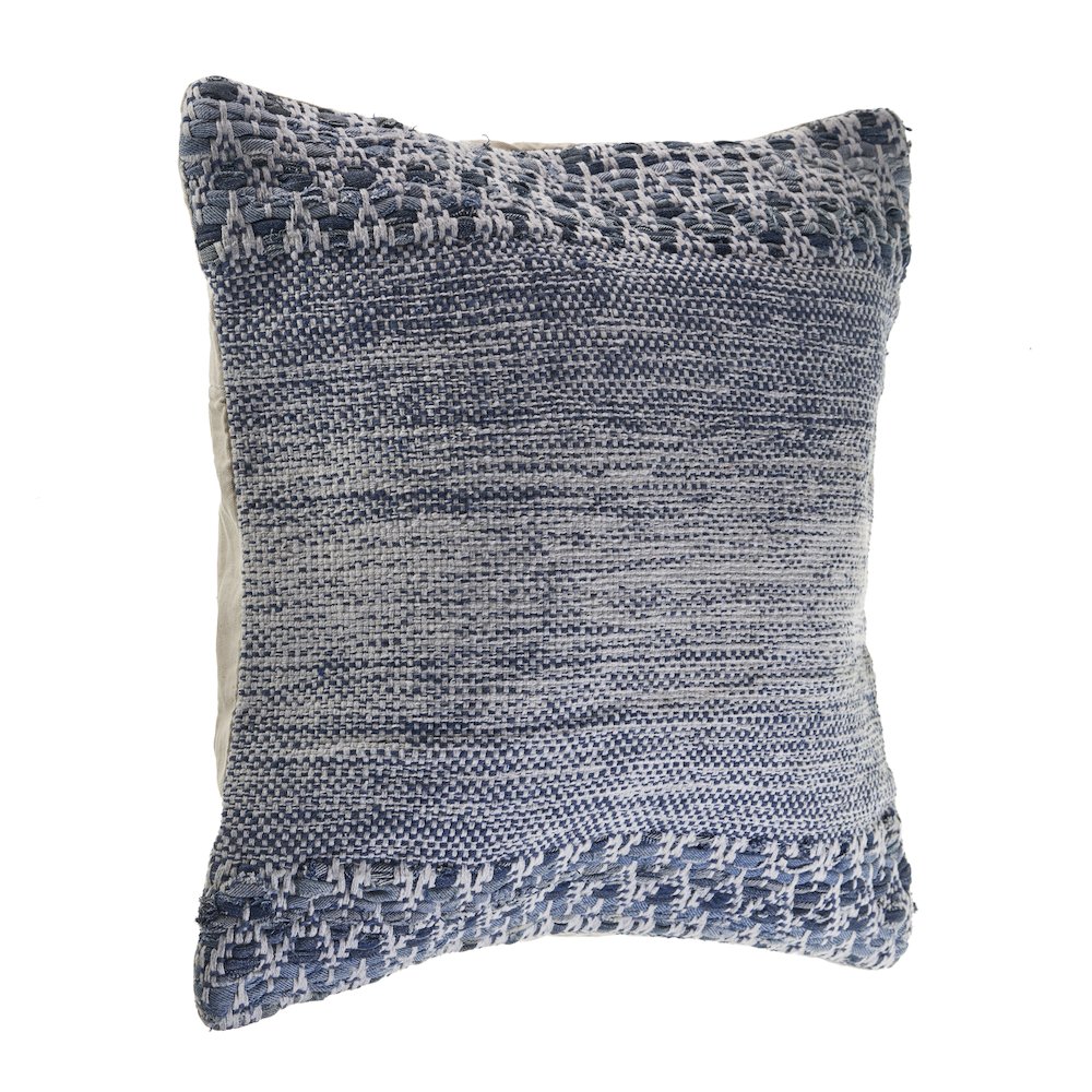 Ox Bay Hand-Woven Blue/White Distressed Cotton Blend Pillow Cover