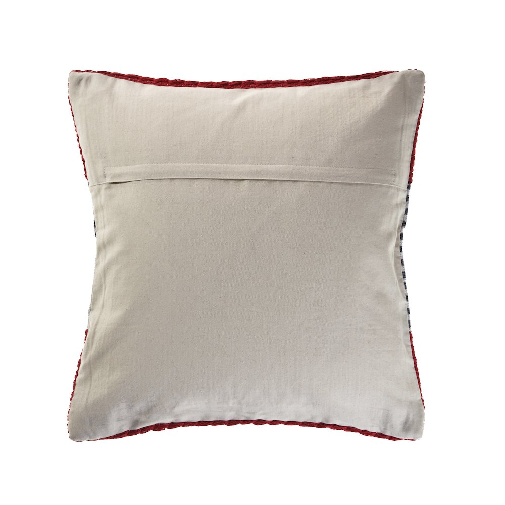 Ox Bay Hand-Woven Red/Blue Stripe Cotton Blend Pillow Cover
