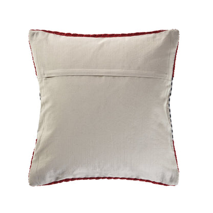 Ox Bay Hand-Woven Red/Blue Stripe Cotton Blend Pillow Cover