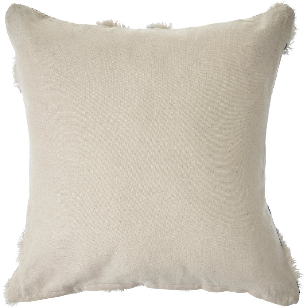 Ox Bay Hand-Woven Blue/White Tribal Cotton Blend Pillow Cover