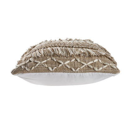 Ox Bay Hand-Woven Tan/Brown Stripe Indoor Outdoor Pillow Cover