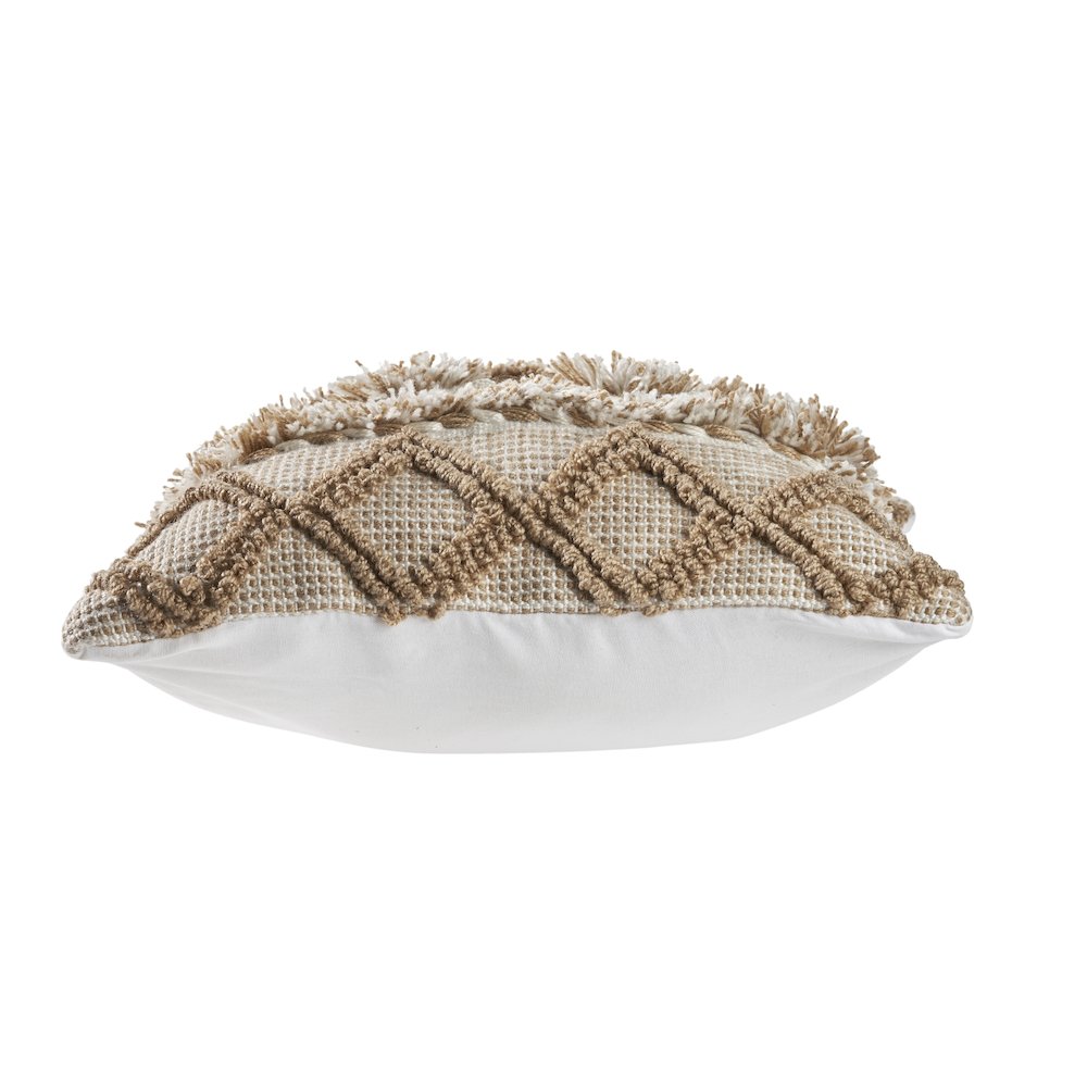 Ox Bay Hand-Woven Tan/White Diamond Indoor Outdoor Pillow Cover
