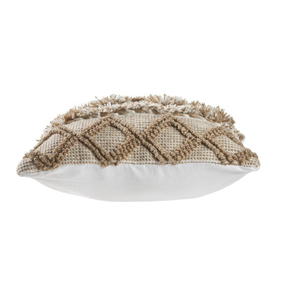 Ox Bay Hand-Woven Tan/White Diamond Indoor Outdoor Pillow Cover