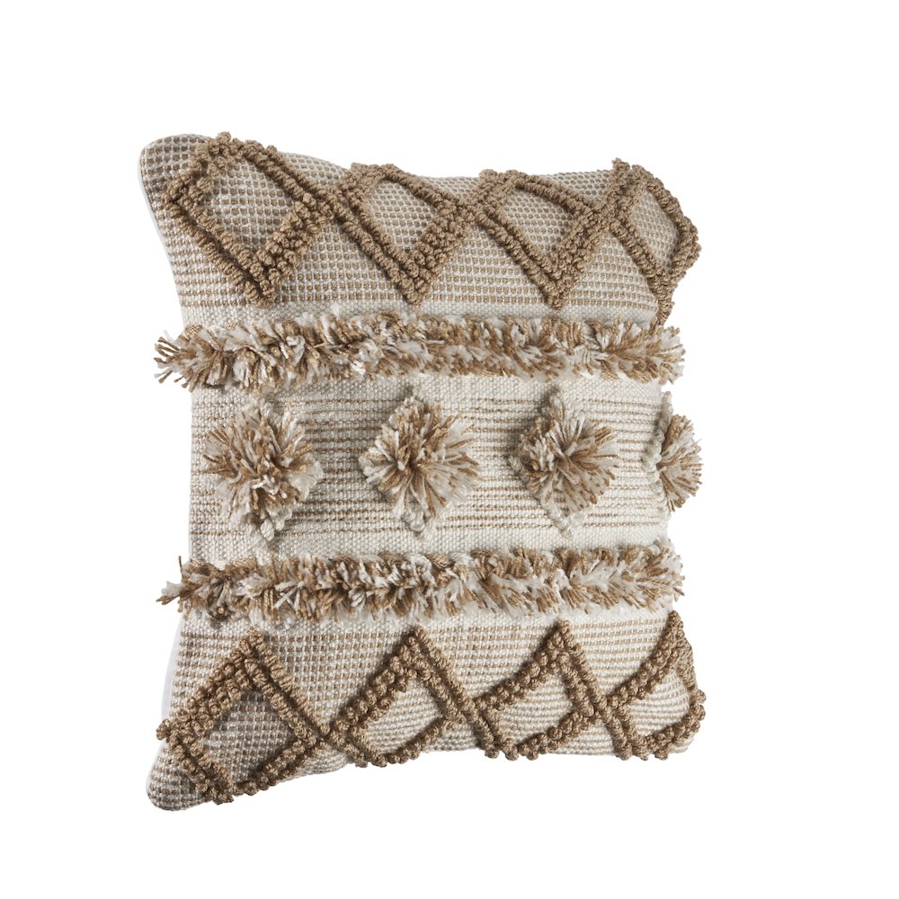 Ox Bay Hand-Woven Tan/White Diamond Indoor Outdoor Pillow Cover