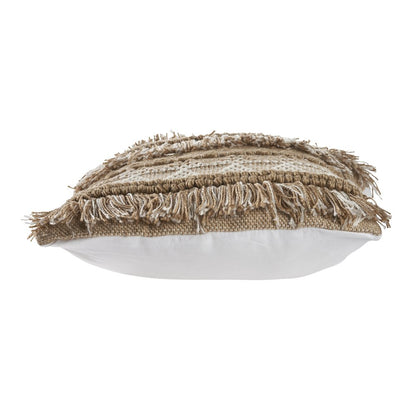 Ox Bay Hand-Woven Brown/White Stripe Indoor Outdoor Pillow Cover