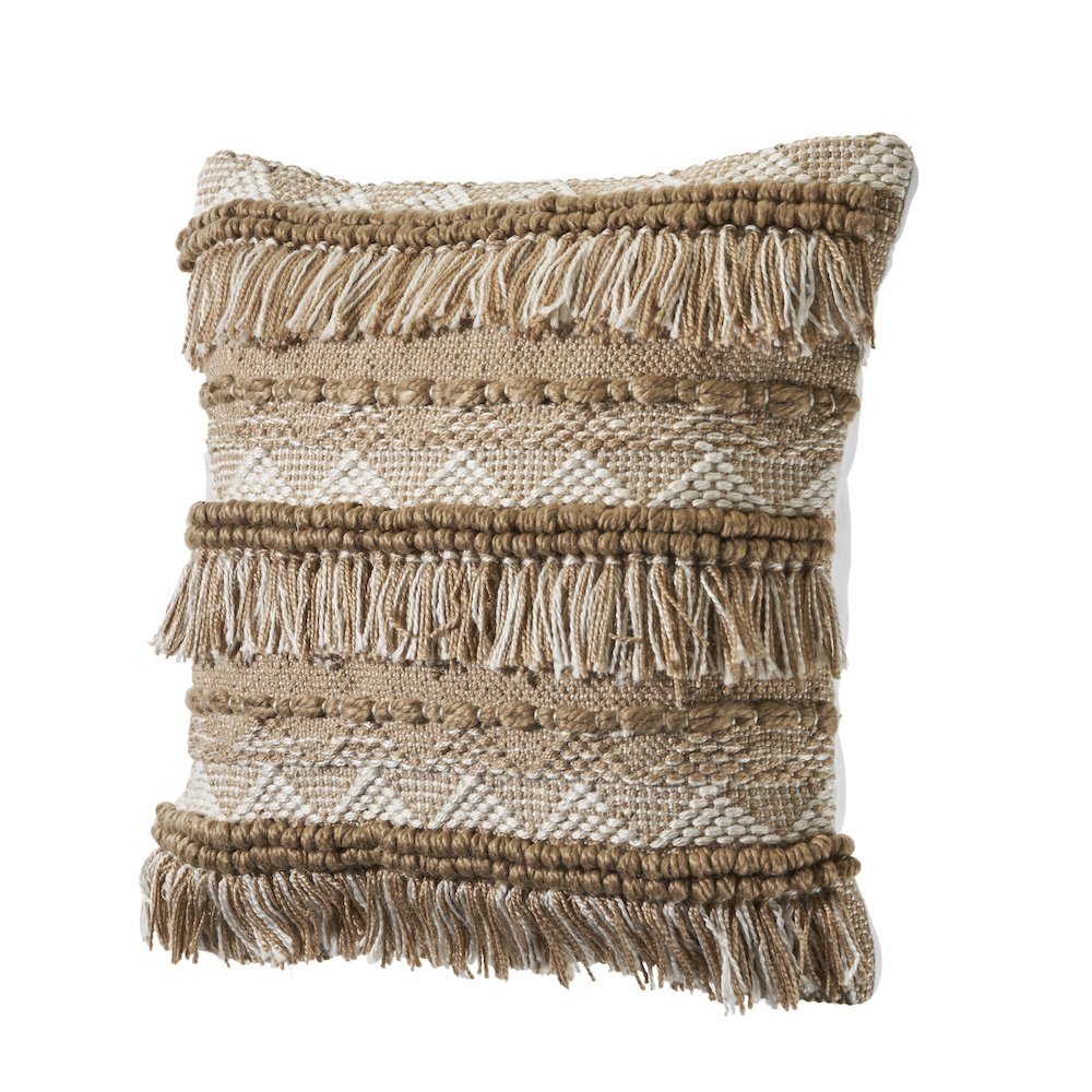 Ox Bay Hand-Woven Brown/White Stripe Indoor Outdoor Pillow Cover