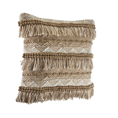 Ox Bay Hand-Woven Brown/White Stripe Indoor Outdoor Pillow Cover