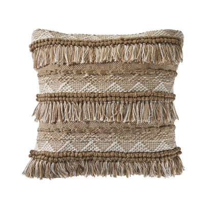 Ox Bay Hand-Woven Brown/White Stripe Indoor Outdoor Pillow Cover