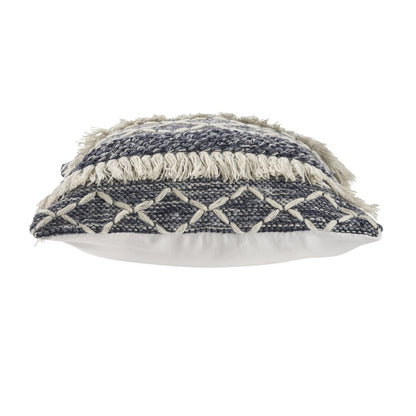 Ox Bay Hand-Woven Blue/White Stripe All-Natural Wool Pillow Cover