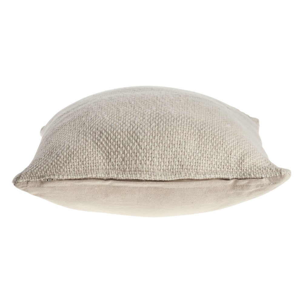 Ox Bay Hand-stitched Cream/Beige Solid All-Natural Cotton  Pillow Cover