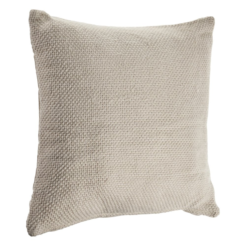 Ox Bay Hand-stitched Cream/Beige Solid All-Natural Cotton  Pillow Cover