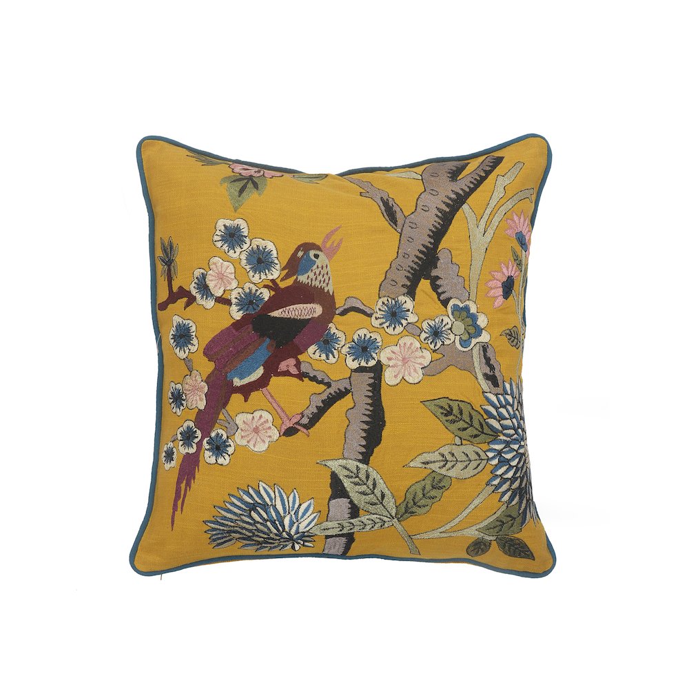 Ox Bay Hand-stitched Yellow/Brown Animal All-Natural Cotton  Pillow Cover