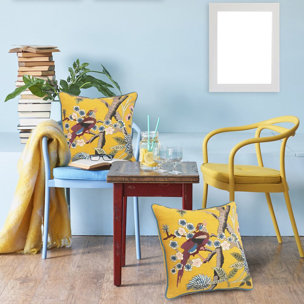 Ox Bay Hand-stitched Yellow/Brown Animal All-Natural Cotton  Pillow Cover