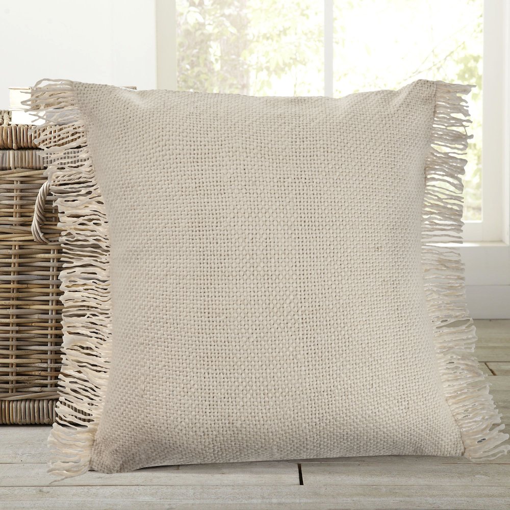 Ox Bay Hand-stitched Cream Distressed All-Natural Cotton  Pillow Cover