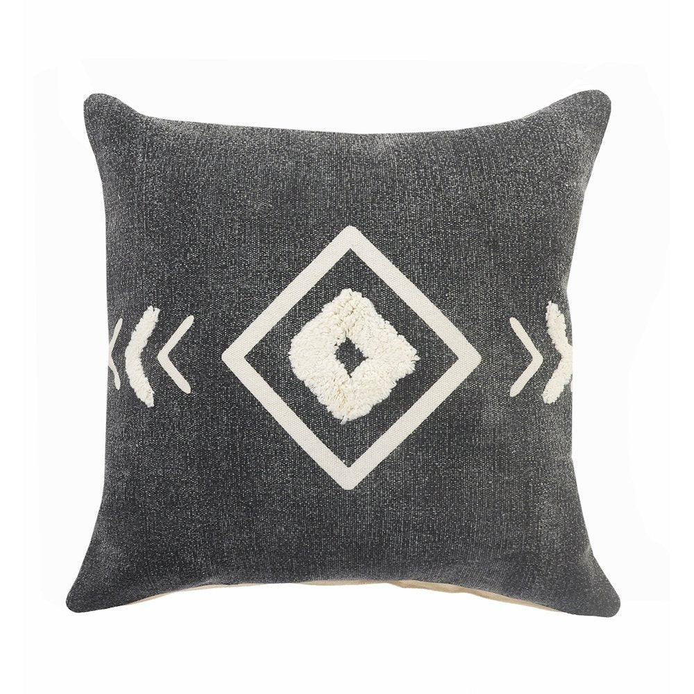 Ox Bay Hand-Woven Black/Cream Tribal All-Natural Cotton  Pillow Cover