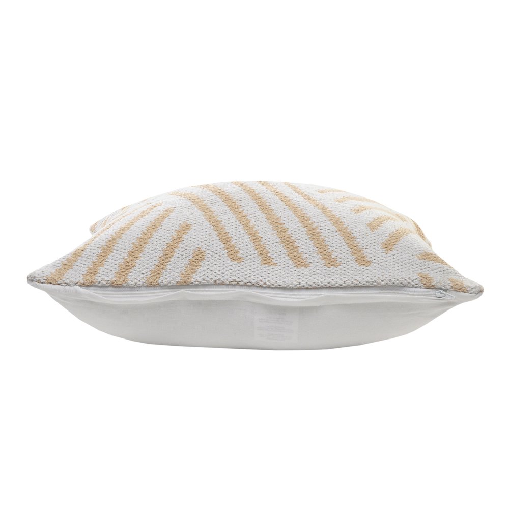 Ox Bay Hand-Woven White/Tan Geometric All-Natural Cotton  Pillow Cover
