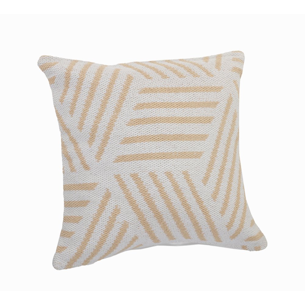 Ox Bay Hand-Woven White/Tan Geometric All-Natural Cotton  Pillow Cover