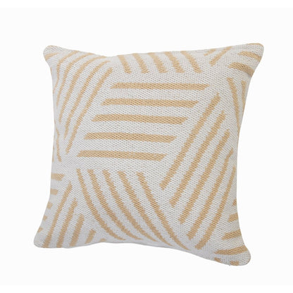 Ox Bay Hand-Woven White/Tan Geometric All-Natural Cotton  Pillow Cover