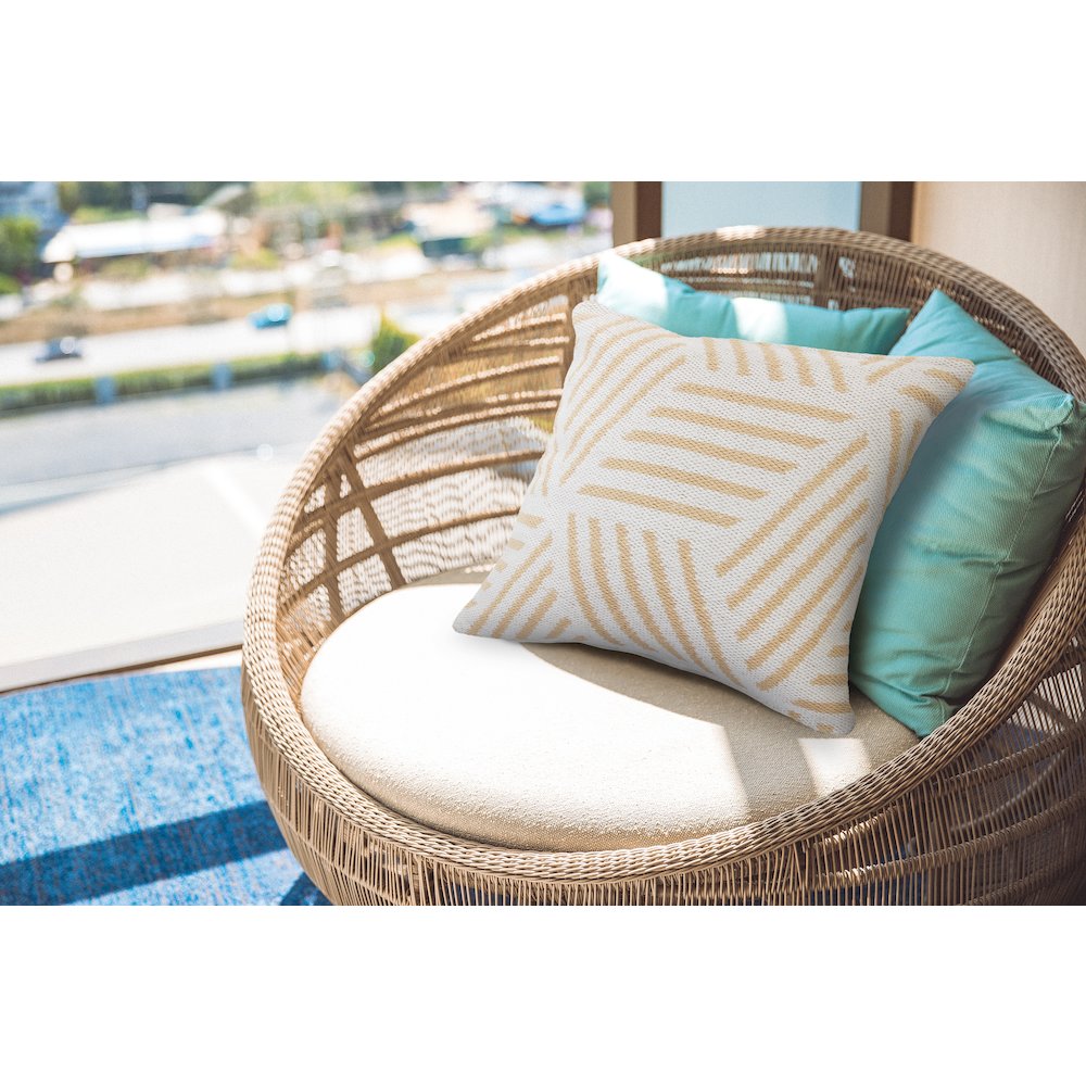 Ox Bay Hand-Woven White/Tan Geometric All-Natural Cotton  Pillow Cover
