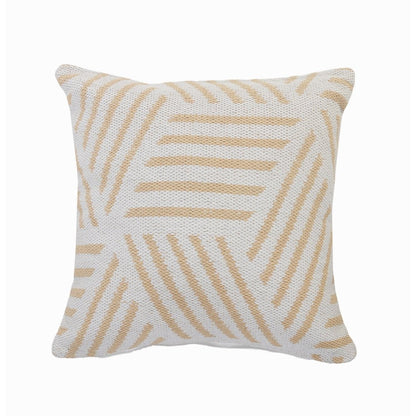Ox Bay Hand-Woven White/Tan Geometric All-Natural Cotton  Pillow Cover