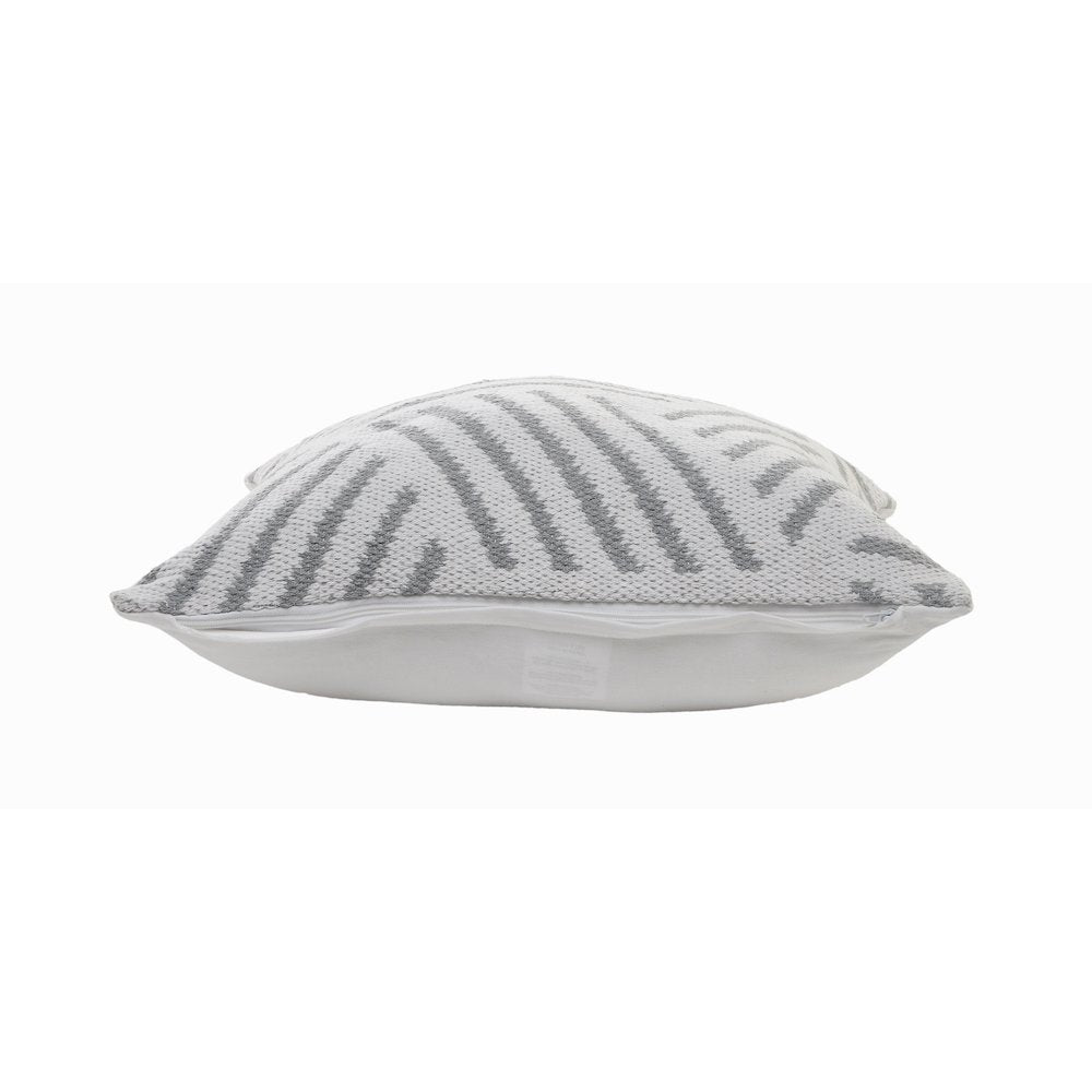 Ox Bay Hand-Woven White/Grey Geometric All-Natural Cotton  Pillow Cover