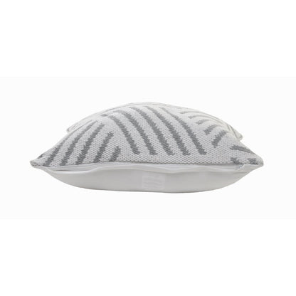 Ox Bay Hand-Woven White/Grey Geometric All-Natural Cotton  Pillow Cover