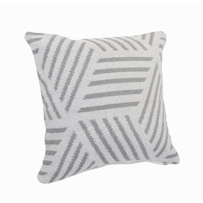 Ox Bay Hand-Woven White/Grey Geometric All-Natural Cotton  Pillow Cover