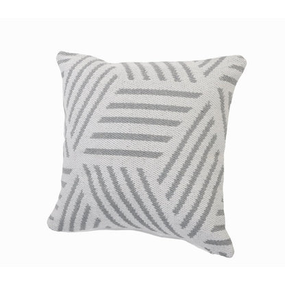 Ox Bay Hand-Woven White/Grey Geometric All-Natural Cotton  Pillow Cover