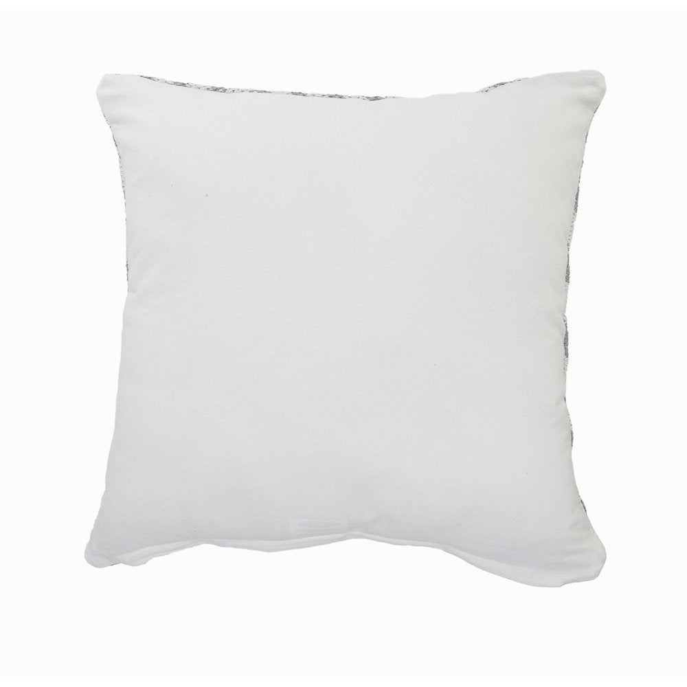 Ox Bay Hand-Woven White/Grey Geometric All-Natural Cotton  Pillow Cover