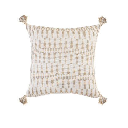 Ox Bay Hand-Woven White/Tan Geometric Cotton Blend Pillow Cover