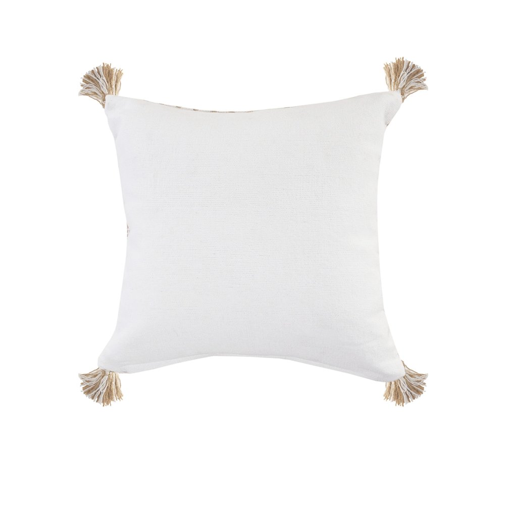 Ox Bay Hand-Woven White/Tan Geometric Cotton Blend Pillow Cover