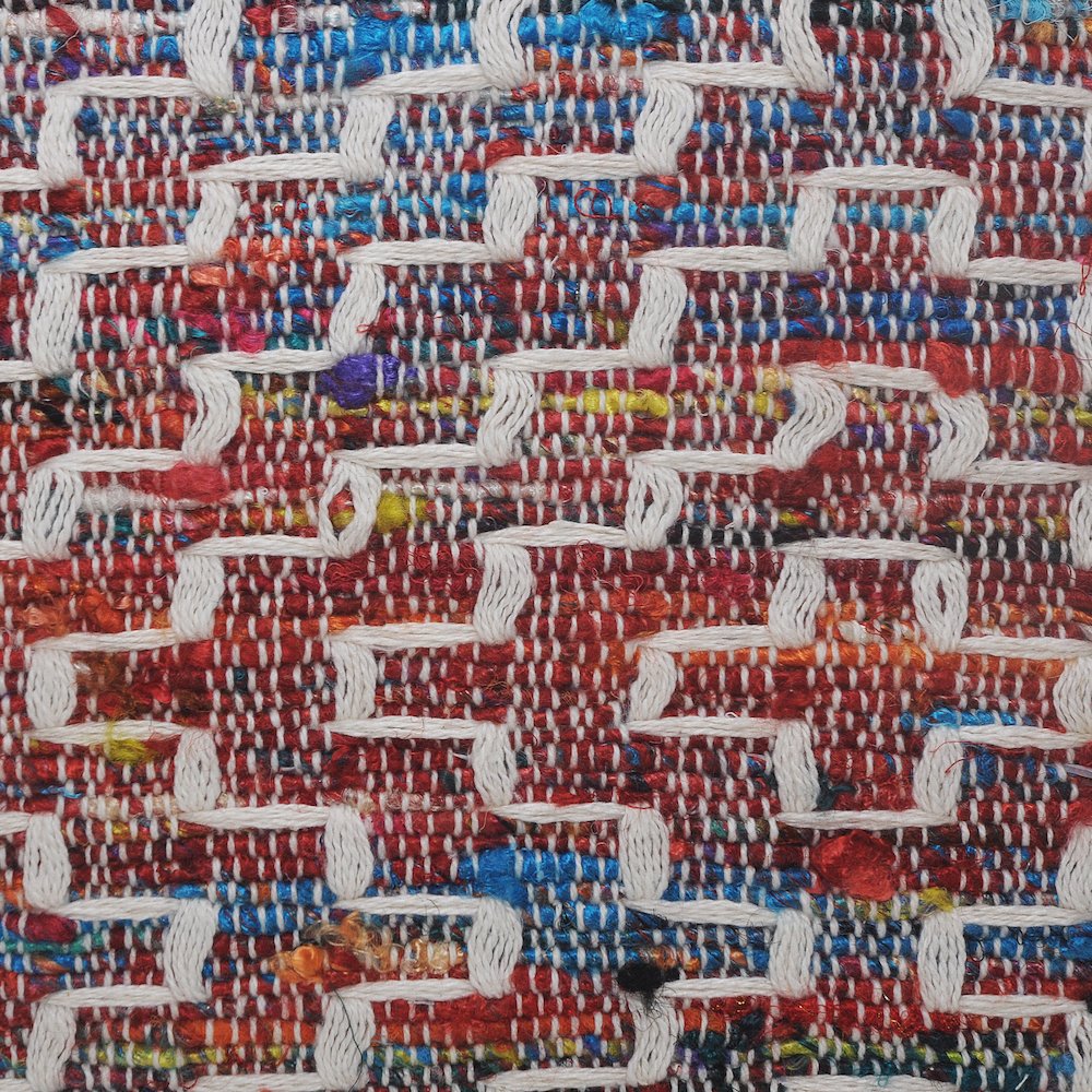 Ox Bay Hand-Woven Red/Multicolored Geometric Cotton Blend Pillow Cover