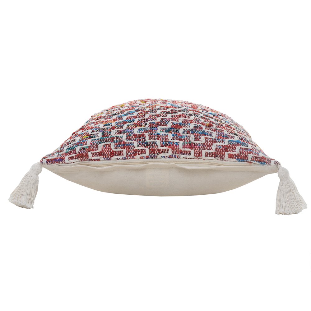 Dazzling Diamonds Chindi Throw Pillow with Tassels