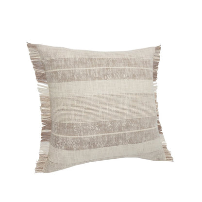 Ox Bay Tan/Cream Stripe All-Natural Cotton Pillow Cover