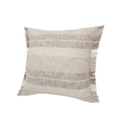 Ox Bay Tan/Cream Stripe All-Natural Cotton Pillow Cover