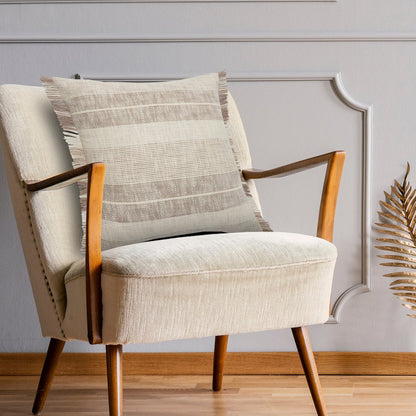 Ox Bay Tan/Cream Stripe All-Natural Cotton Pillow Cover