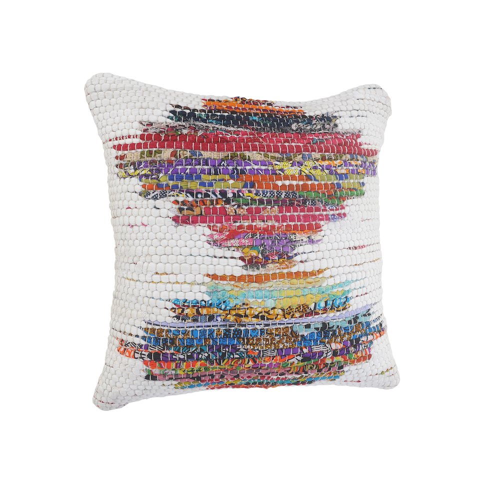 Ox Bay Hand-Woven White/Multicolored Geometric All-Natural Cotton Pillow Cover