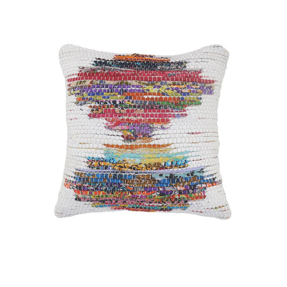 Ox Bay Hand-Woven White/Multicolored Geometric All-Natural Cotton Pillow Cover