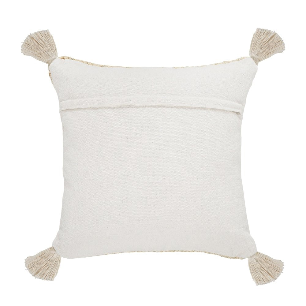 Natural Jute Throw Pillow with Tassels