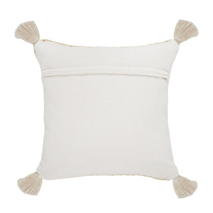 Natural Jute Throw Pillow with Tassels