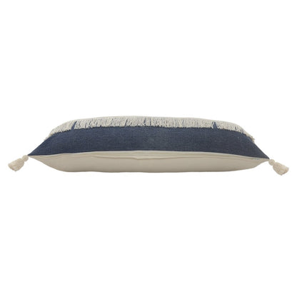 Ox Bay Blue/White Color Block All-Natural Cotton Pillow Cover