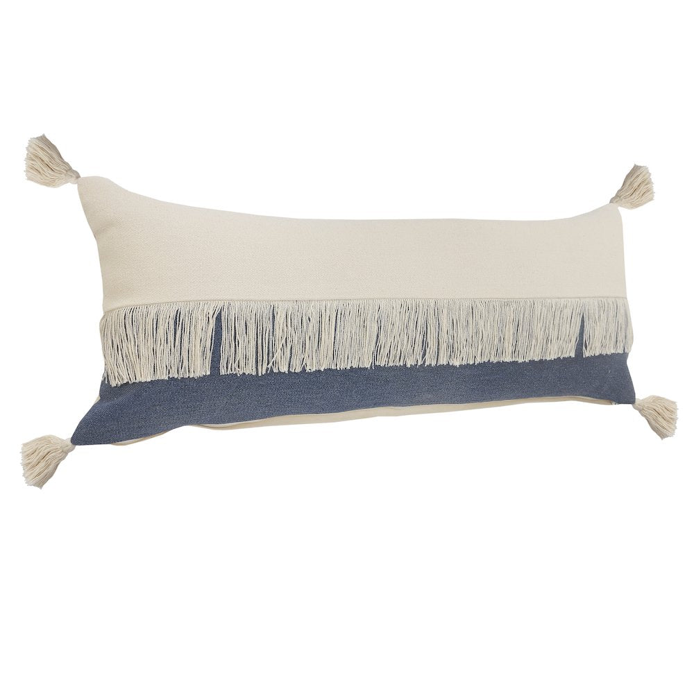 Ox Bay Blue/White Color Block All-Natural Cotton Pillow Cover