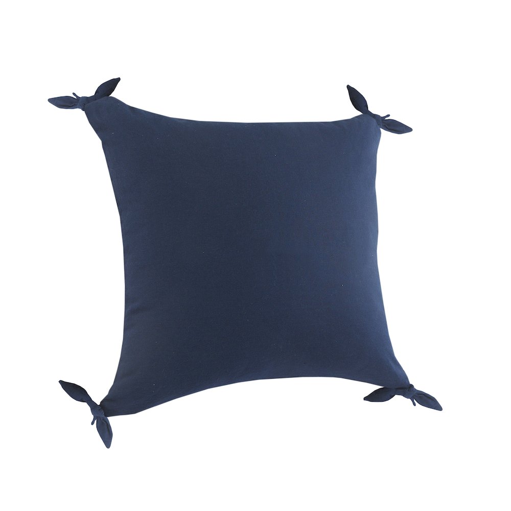 Solid Navy Blue Corner Tie Throw Pillow
