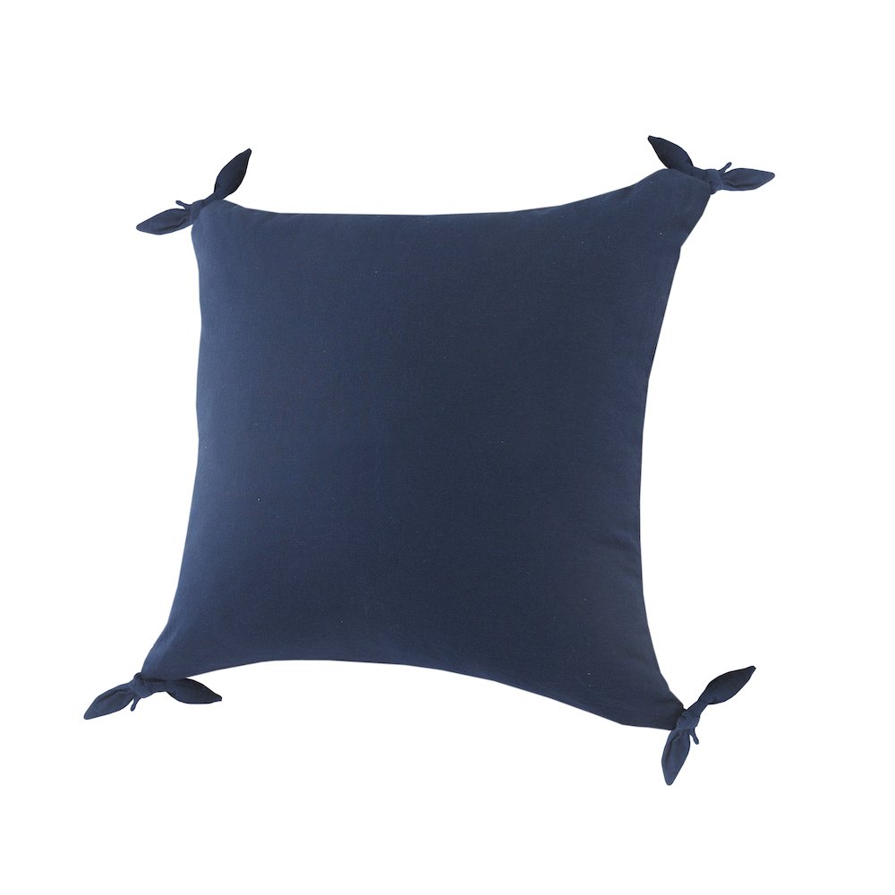 Solid Navy Blue Corner Tie Throw Pillow