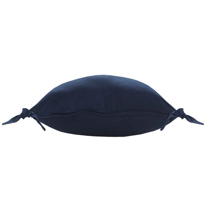 Solid Navy Blue Corner Tie Throw Pillow