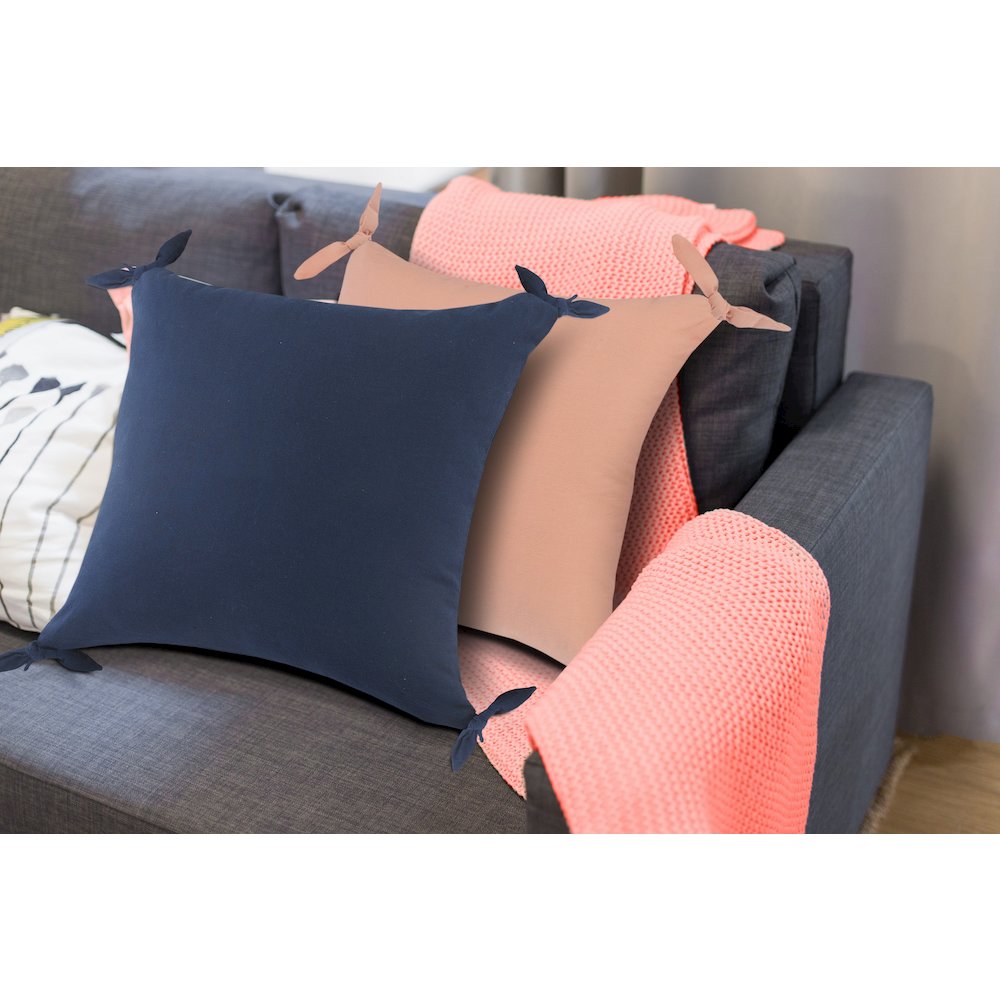Solid Navy Blue Corner Tie Throw Pillow