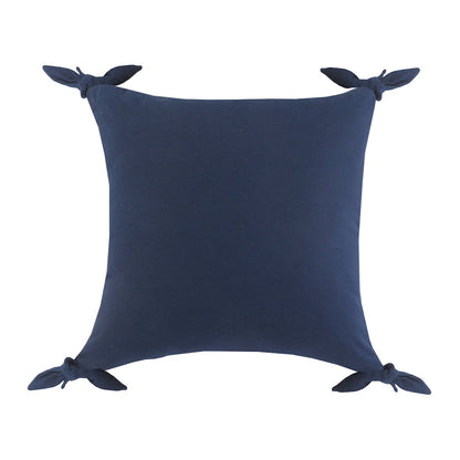 Solid Navy Blue Corner Tie Throw Pillow
